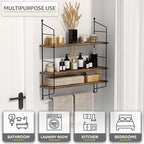 Sorbus 3-Tier Floating Shelves for Wall, Bathroom Storage & Decor (Brown) - Image 4
