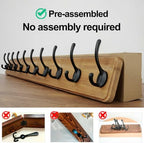 WEBI Rustic Coat Rack Wall Mount,10 Hooks,38 9/16" Long Coat Hooks Wall Mounted,16’’ Hole to Hole,Wood Coat Hanger Wall,Hook Rack Hooks for Hanging Coats,Jacket,Clothes,Hats,Brown - Image 6