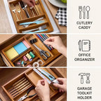 Marsui 2-tier Drawer Organizer with Sliding Tray, Wooden, Walnut - Image 6