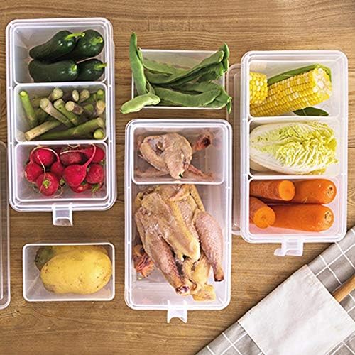 2 Pack Plastic Divided Veggie Storage Containers with Lids and Handles for Fridge Storage Organizer Boxes for Refrigerator Produce Beans Fruits Organzation - Image 5