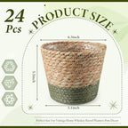 AceOrbit 24 Pcs Wicker Plant Basket Bulk with Liners Woven Planter Baskets Bulk for Indoor Outdoor Seagrass Plants Woven Wicker Baskets for Flower Pots Cover and Room Decor (Small,Farmhouse) - Image 4