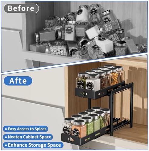 BOIVSHI Pull Out Spice Rack, Cabinet Spice Organizer, 5.3''Wx10.8''Dx9.2''H - Image 3
