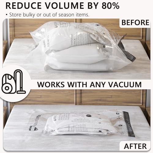 Vacuum Storage Bags, Compression Packing Space Saver Seal Bags for Clothing Bedding Comforters Blankets Pillows, 8 X-Jumbo - Image 2