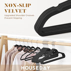HOUSE DAY Premium Velvet Hangers 60 Pack, Non-Slip Hangers with Tie Bar - Image 3