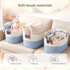 ECDYQXVU 15x10x9 Woven Cotton Rope Storage Basket, Leather Handles 3 Pack - Image 5