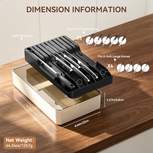 MAD SHARK 2-in-1 Knife Drawer Organizer, Silverware Organizer with Lid - Image 5