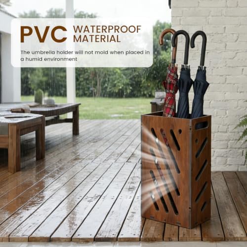 Faux Wood Umbrella Stand for Entryway, Free Standing Indoor Holder - Image 3
