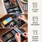 Marsui 2-tier Drawer Organizer with Sliding Tray, Wooden, Black - Image 6