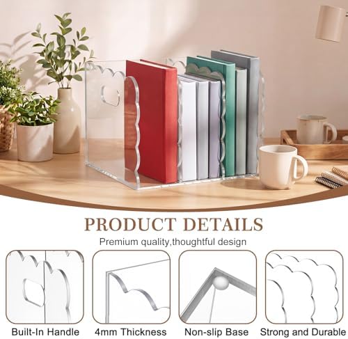 1 PC Scalloped Acrylic Magazine Holder, File Organizer, Handle Cutout Style - Image 3