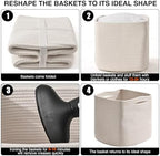 ICERZCZ 13 Inch Cube Closet Storage Bins, Woven Cotton Rope Organizer Baskets for Organizing & Shelves, Books, Towels, Clothes, Toys, 13x13x13 in, Off White (Pack of 3) - Image 7