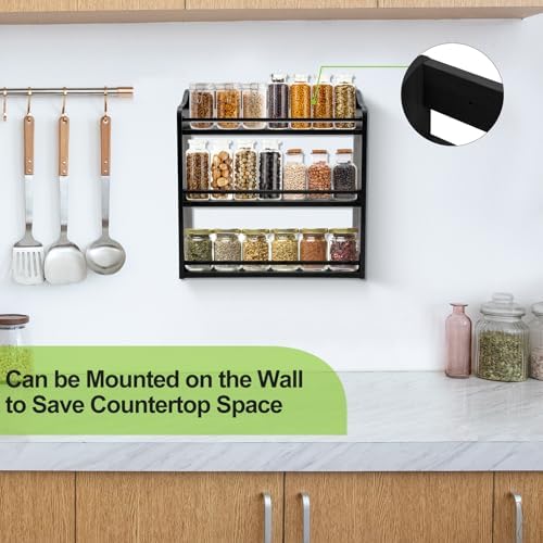 3 Tier Bamboo Spice Rack Wall Mount or Countertop,Spice Organizer - Image 5