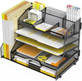 YINGHUA 5-Tier Mesh Desk Organizer and File Holder, Letter Tray - Black by YINGHUA
