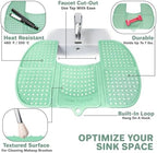 Sink Topper Bathroom Counter Cover & Storage Saver, Foldable Silicone Mat for Hot Tools, Hair Styling & Makeup, Beauty Brush Cleaning Mat, RV Camper Sink Cover & for Small Spaces (Large Green) - Image 5