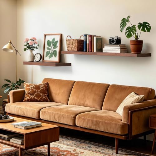 BAYKA Walnut-Like Floating Shelves 22.5in, 3Pack, Wall Mounted Wall Decor - Image 2