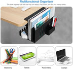MAXECHO Desk Side Storage, Under Desk Laptop Mount, Table Side Hanging File Organizer, No Drill Clamp On Cable Management Tray, Laptop Holder with Magnetic Pen Holder for Office and Home, Load 22 Lbs - Image 3