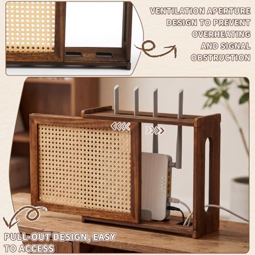 Wi-Fi Router Box Hider, Synthetic Rattan Decor, Wood - Image 5