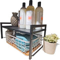 Expandable Cabinet Shelf 10.6"D Adjustable Countertop Riser Rack Black by Urhomeyplus
