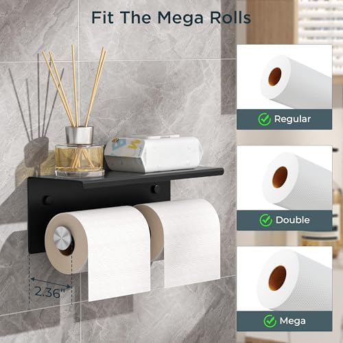 FORIOUS Toilet Paper Holder with Shelf, Commercial Toilet Paper Dispensers - Image 4