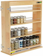 Pull Out Spice Rack Organizer for Cabinet, 6.5" W x 22.3" D x 25.2" H Multi-Use Solid Wood Slide Out Shelf for Kitchen Cabinet, Sliding Spice Rack for Cans & Jars, Pantry Organization by Gsskny