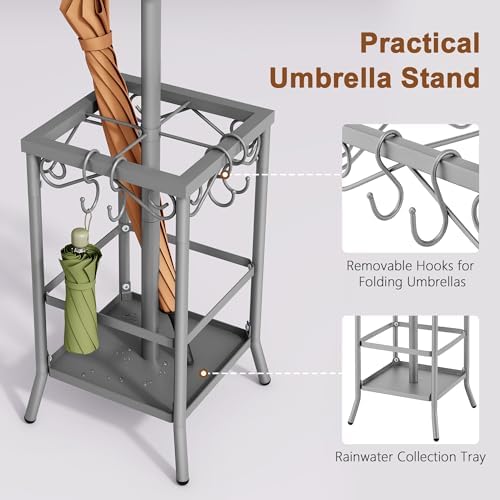 Hoctieon Coat Rack Freestanding, Coat Tree with Umbrella Holder - Image 3