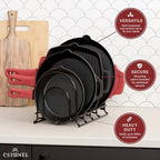 Cuisinel Silicone-Coated Pan Organizer, 12" Cast Iron Skillet Rack, 2 Pack - Image 6