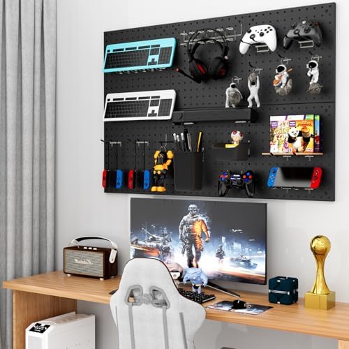 Peg Board Kit, Includes Pegboard and Accessories,with Hooks and Bins,Peg Board Wall Organizer for Office,Ornaments Display,Crafts Organization (66, Black) - Image 7