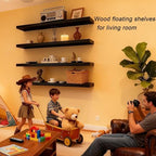 ROGMARS Black Floating Shelves for Wall 36 inch Rustic Solid Wood - Image 2