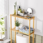 AmazerBath Bamboo Over The Toilet Storage Shelf, 2-Tier Over Toilet Organizer Rack, Freestanding Above Toilet Shelf for Bathroom, Laundry, Space Saver, Natural Color - Image 3