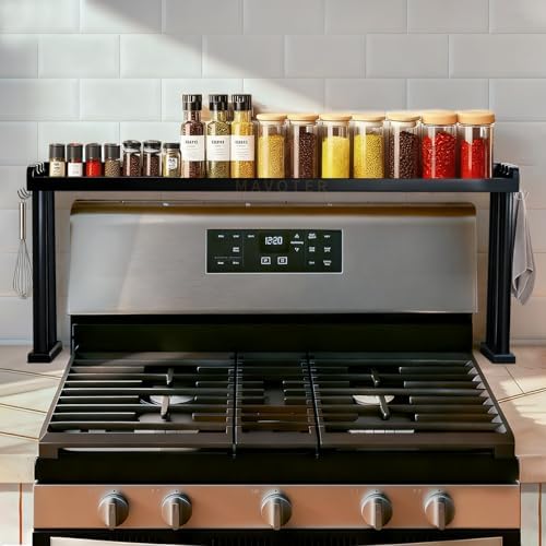 Bamboo Over the Stove Shelf,Shelf for Back of Stove Spice Rack Organizer by MAVOTER