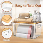 spospo 3 Pack Trash Bag Holder with Bamboo Lid Stackable Trashbag Dispenser - Image 5