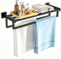 STWWO Towel Racks for Bathroom Wall Mounted, 24 Inch Black Double Towel Bar by STWWO