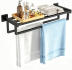 STWWO Towel Racks for Bathroom Wall Mounted, 24 Inch Black Double Towel Bar by STWWO
