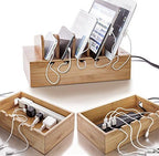 Prosumer's Choice Wooden Charging Station Organizer - 5-Port Base for Phones, Tablets and Laptops - Multi-Device Docking Station with Removable Divider Slots - Cord Box with Cable Management - Bamboo - Image 4