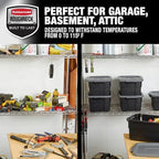 Rubbermaid 6-Pack Heavy Duty Durable 3 GAL Totes for Storage with Snap Lids and Handles, Plastic Storage Bins Stackable Black Gray for Home and Garage (3 GAL - 6 Pack Solid Black and Grey) - Image 6