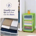 HOMZ Drawer Tower, 3-Tier Storage Cart with Removable Wheels, Lime, 2 Pack - Image 6