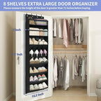 1 Pack 8 Shelves Over The Door Shoe Organizer, 68" Exlarge Deep Pockets - Image 2