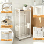 Freestanding Toilet Paper Holder Stand with Hooks & Storage:Large Capacity - Image 4
