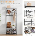 Jojoka 4-in-1 Entryway Coat Rack Hall Tree with Bench & Shoe Rack, Freestanding Storage for Hooks, 3-Tier Shoe Cabinet, Hanging Rod for Hallway, Front Door, Mudroom - Image 4