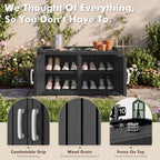 2-Tier Storage Bench, Waterproof UV-Resistant Outdoor Shoe Storage Cabinet with 2 Doors & Adjustable Shelves for Indoor Outdoor Entryway, Hallway, Living Room (Black) - Image 6