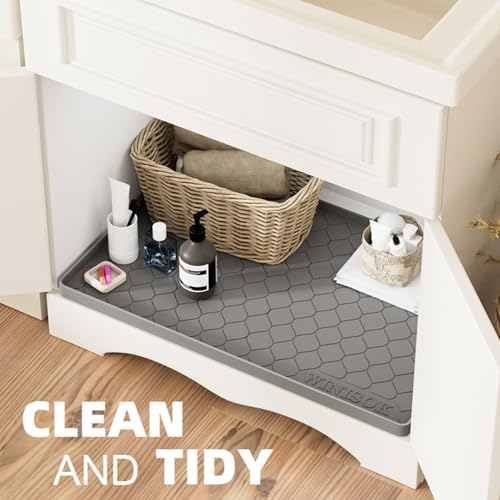 Winisok Waterproof Under Sink Mat 40" x 19", Silicone Mat, Beige - Image 4
