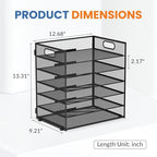 Daltack 6-Tier Paper Organizer for Desk with Handle, Black, 2 Pack - Image 2