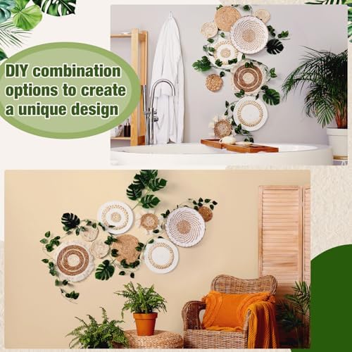 Xuhal 15 Pcs Boho Wall Basket Decor Handwoven Hanging Seagrass Woven Basket - Image 4