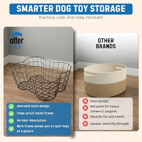 OtterPets Metal Dog Toy Basket Bone Shaped Indestructible Dog Toy Bin 17x13 - Image 4
