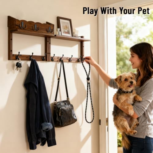 28" Coat Rack Wall Mount with Shelf with 7 Hooks 3 Key Hanger - Image 6
