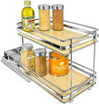 LYNK PROFESSIONAL® Élite™ Pull Out Spice Organization for Cabinets - 6-3/8 inch Wide – Spice Rack for Inside Cabinets – Wood/Chrome - Sliding Spice Rack Organizer for cabinet – Spice Rack - 2 Tier by LYNKPROFESSIONAL