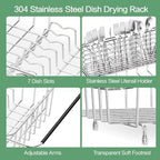 Fanbsy Large Dish Drainer Rack in Sink Adjustable, Expandable 304 Stainless Steel Metal Dish Drying Rack Organizer with Stainless Steel Utensil Holder Over Inside Sink Counter, Rustproof - Image 7