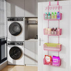 HapiRm Over Door Organizer Storage - Hanging Door Organizer with 4 Metal Large Capacity Baskets and Adjustable Coat Hook for Bathroom Bedroom Kitchen Pantry Closet Cabinet - Image 2