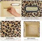 ANMINY Leopard Cheetah Print Storage Cubes Bins, Velvet, Brown, 11Inch 4PCS - Image 3