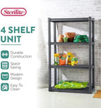 Sterilite 4-Pack 4 Shelf Unit, Heavy-Duty Shelving Storage and Utility Rack - Standing Plastic Organizer Shelves for Kitchen, Bathroom, and Garage - Image 4