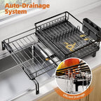 Urackify Expandable Sink Dish Drying Rack for Kitchen Counter, 1-Tier Black - Image 6